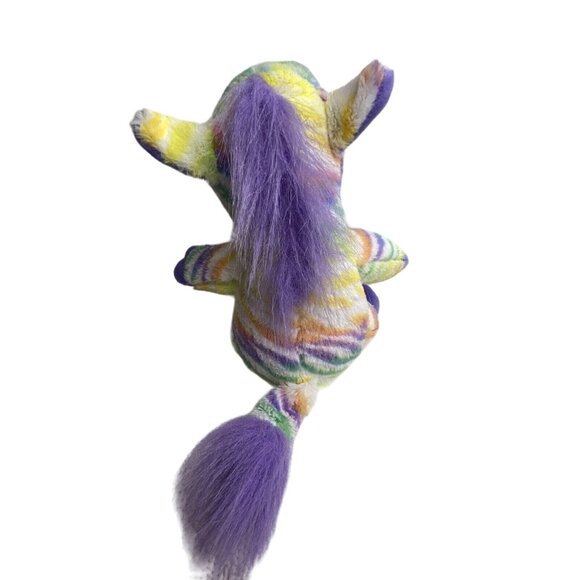 Pastel Striped Zebra Plush Stuffed Animal Rainbow Purple 8" No Tag Pink Eyes - Picture 6 of 8